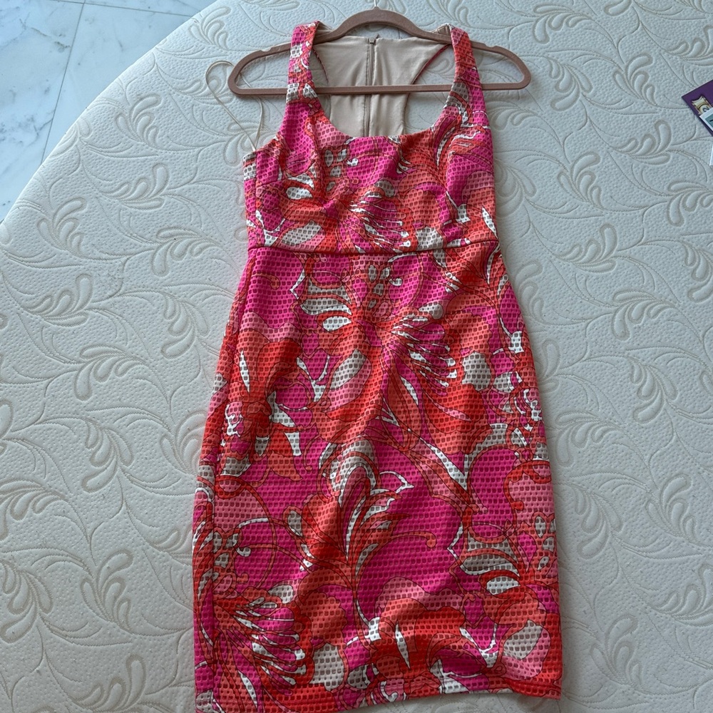 Trina Turk Pink & Orange Retro Mod Print Racerback Dress NWT Size 4
